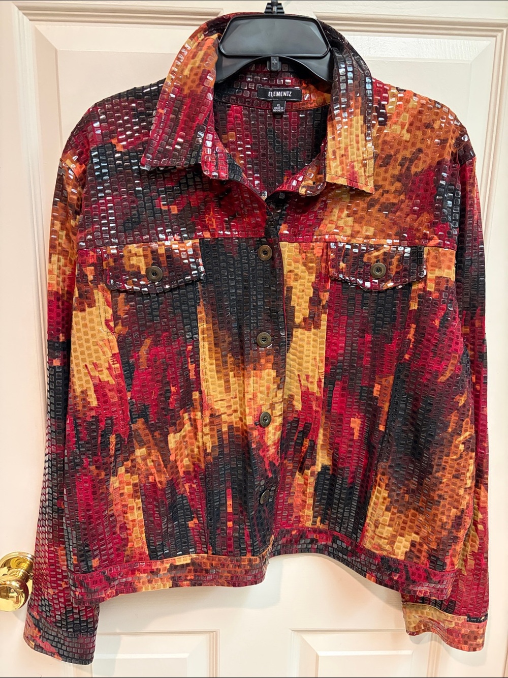NWOT “Elementz” Sequined Animal Print Jacket, Slightly Cropped